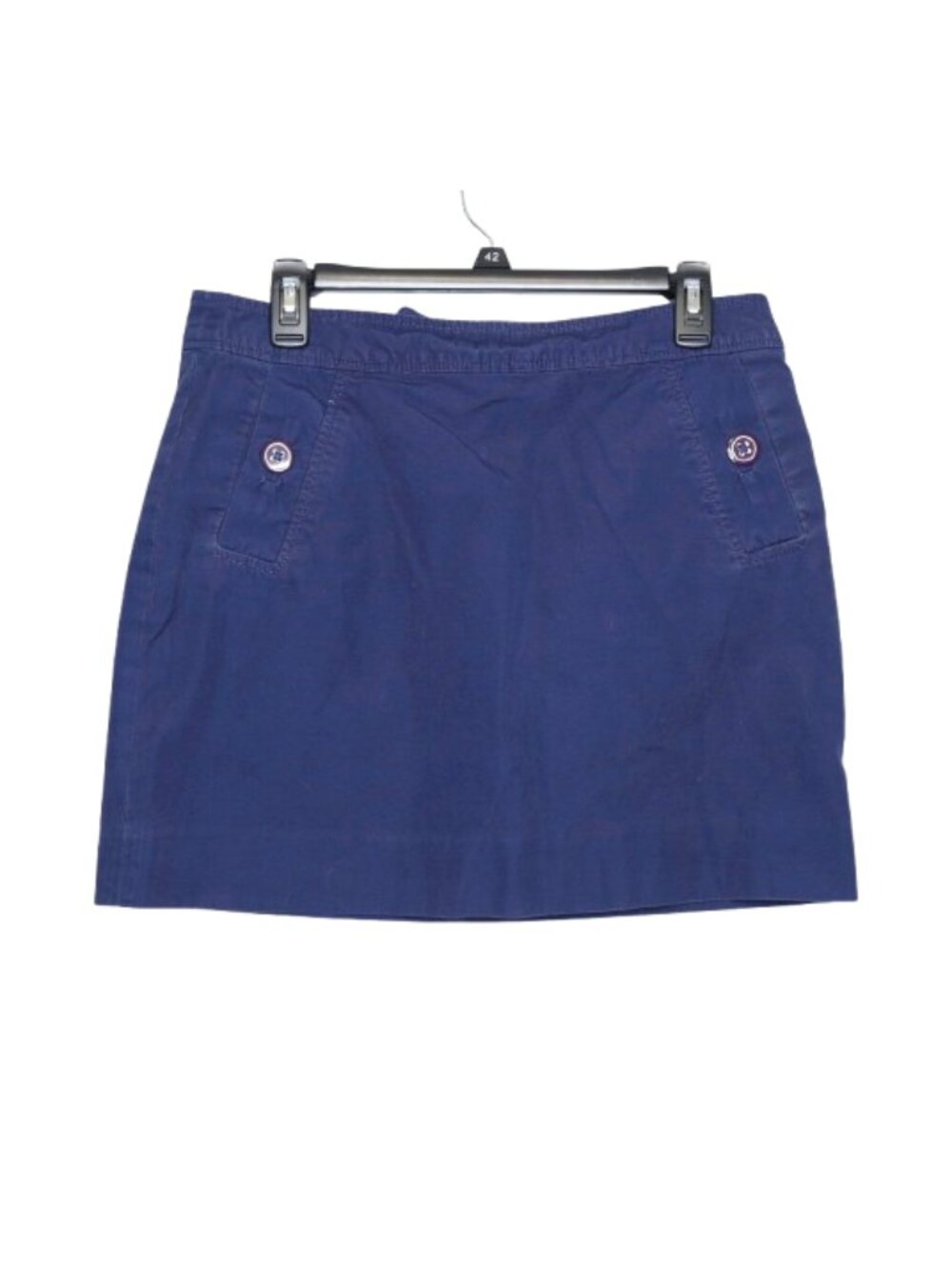 Lilly Pulitzer Blue Khaki Mini Skirt w/ Pockets - 6. 100% Cotton. Back Zipper